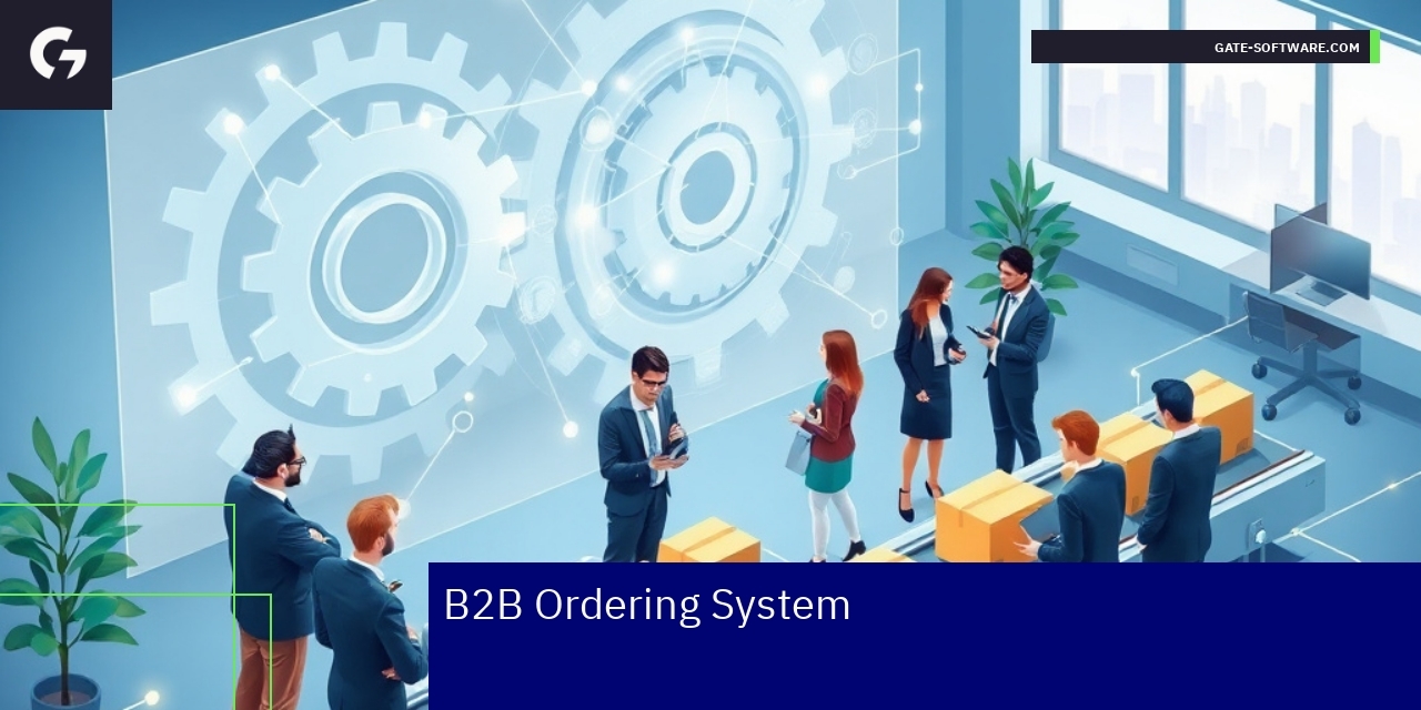 Diagram showing B2B ordering system features and benefits