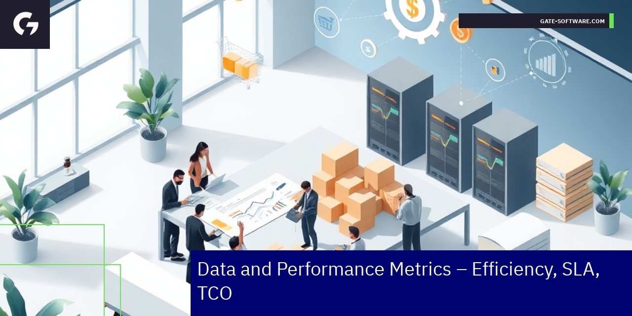 Chart showing efficiency, SLA, TCO, and project metrics