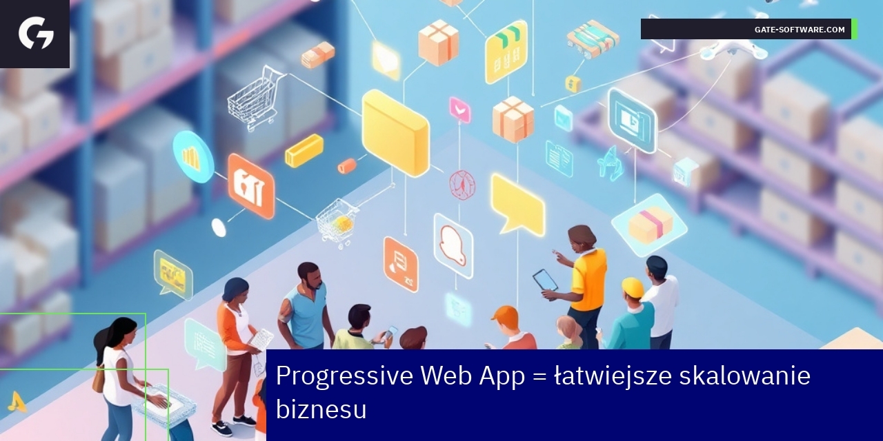 Schemat ilustrujący kluczowe funkcje aplikacji PWA