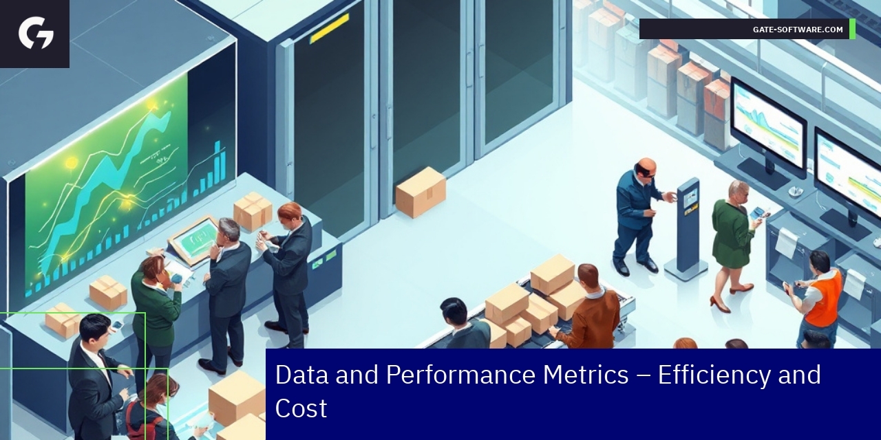 Graphs showing operational cost, uptime, and ROI metrics