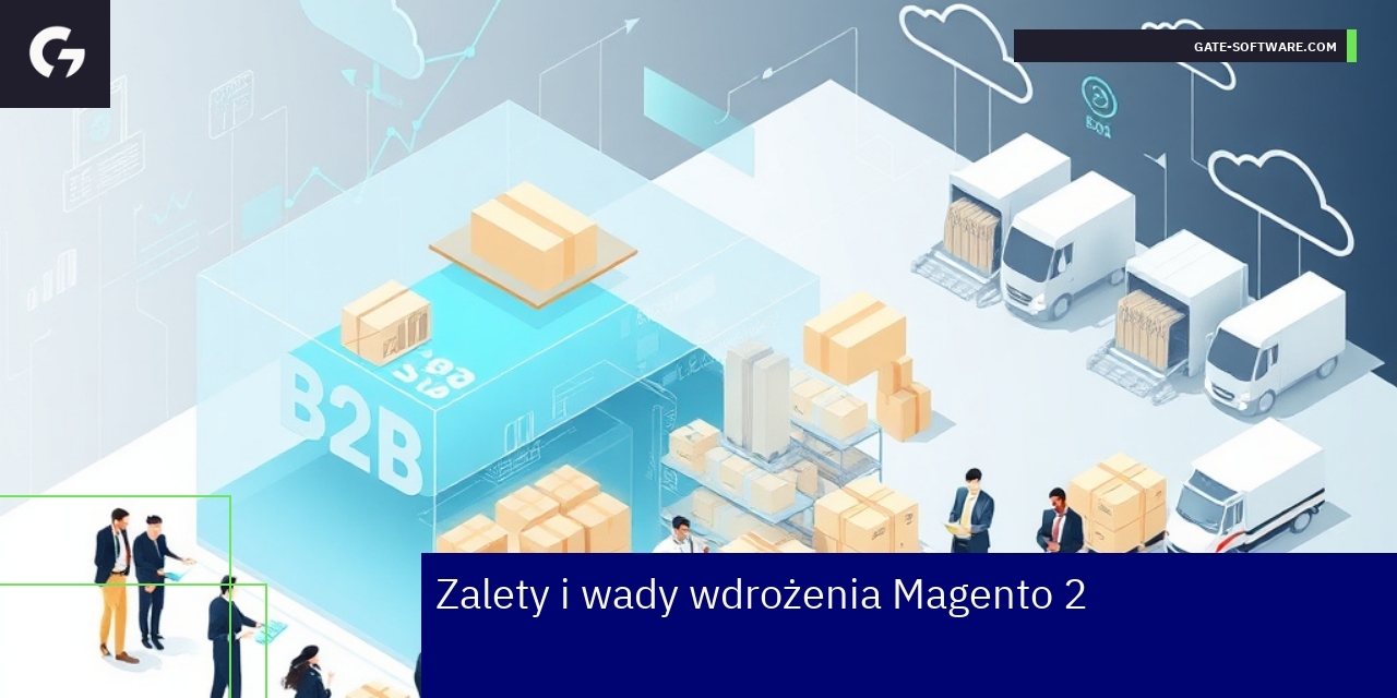 Grafika przedstawiająca zalety i wady Magento 2