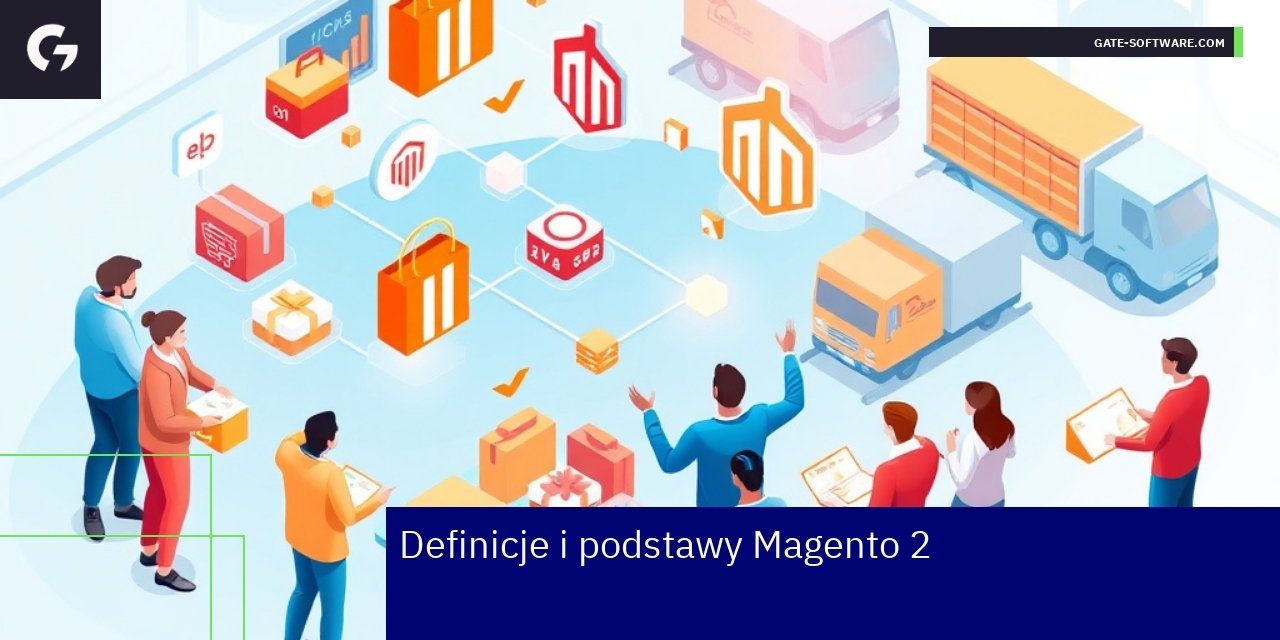 Schemat platformy Magento 2 z modułami i frontendem