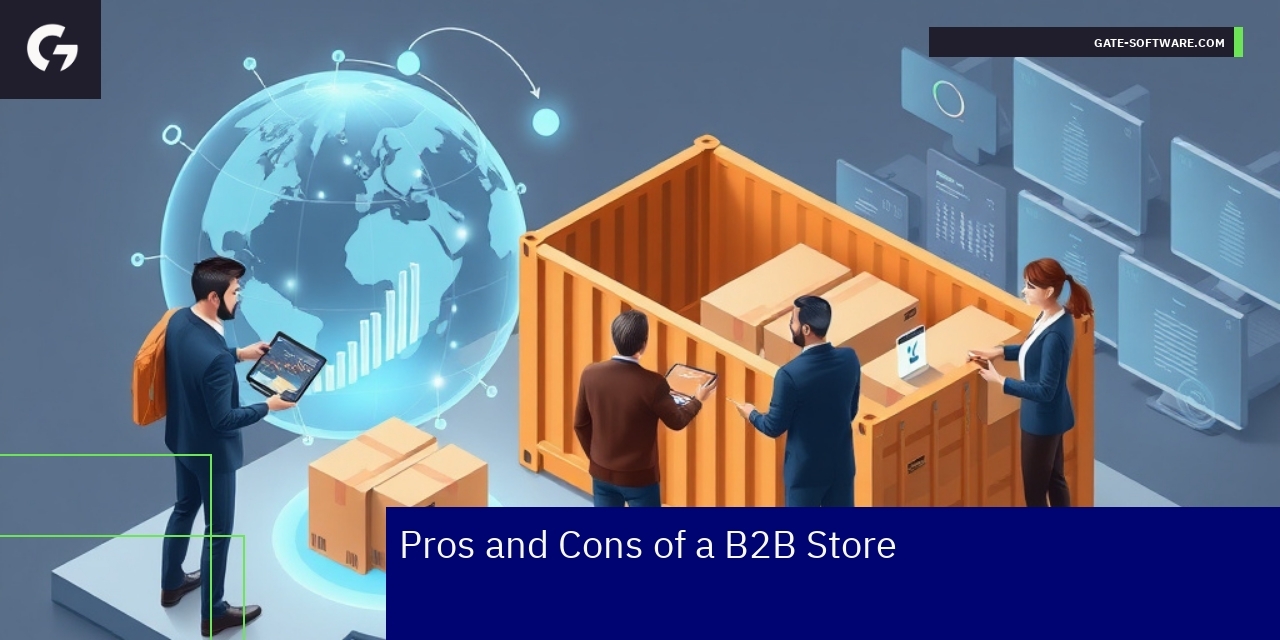 Pros and Cons of Operating a B2B Store Business people analyzing B2B ecommerce platform data