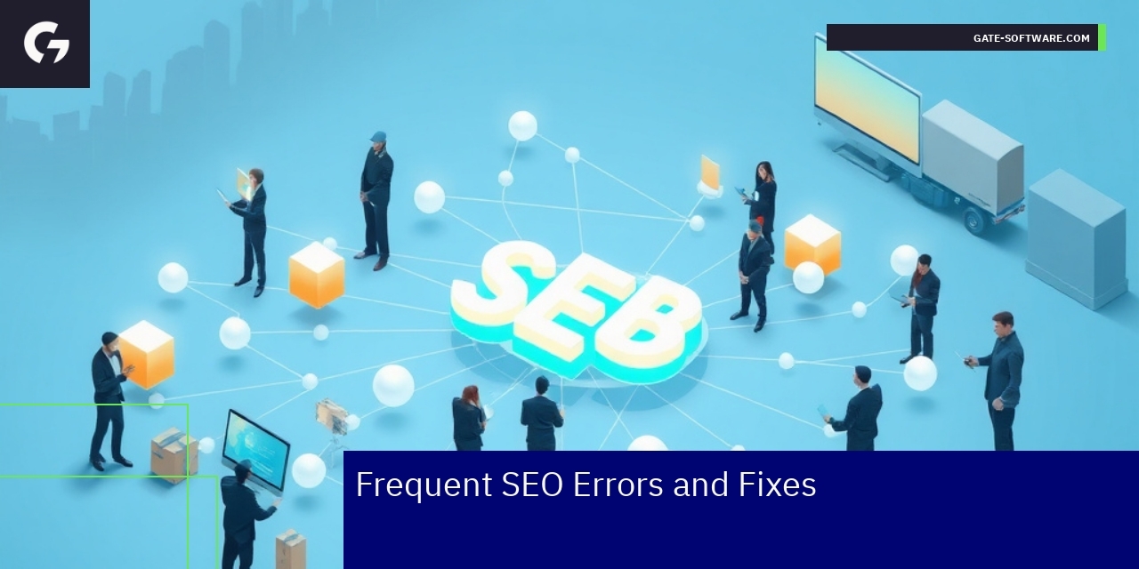 Graphic showing SEO errors and optimization strategies