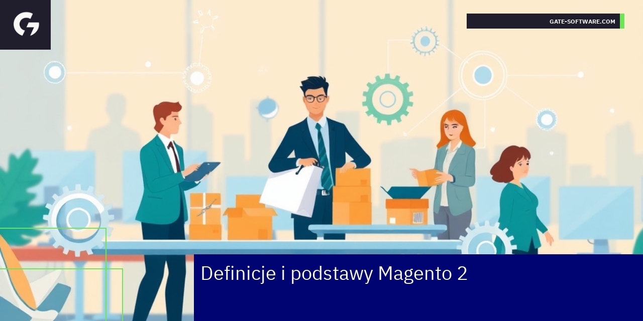 Logo Magento 2 z elementami e-commerce
