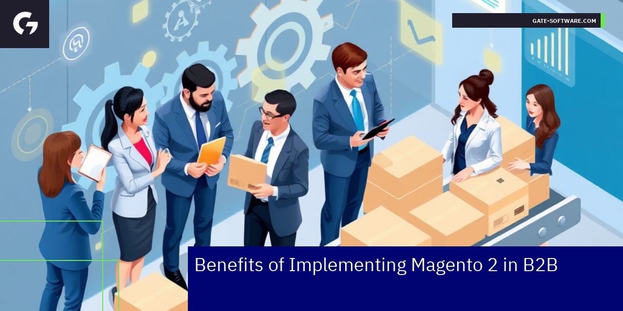 Illustration showing Magento 2 boosting B2B sales