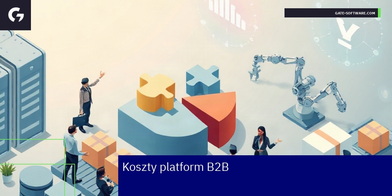 Wykres i ikony przedstawiające koszty platform B2B