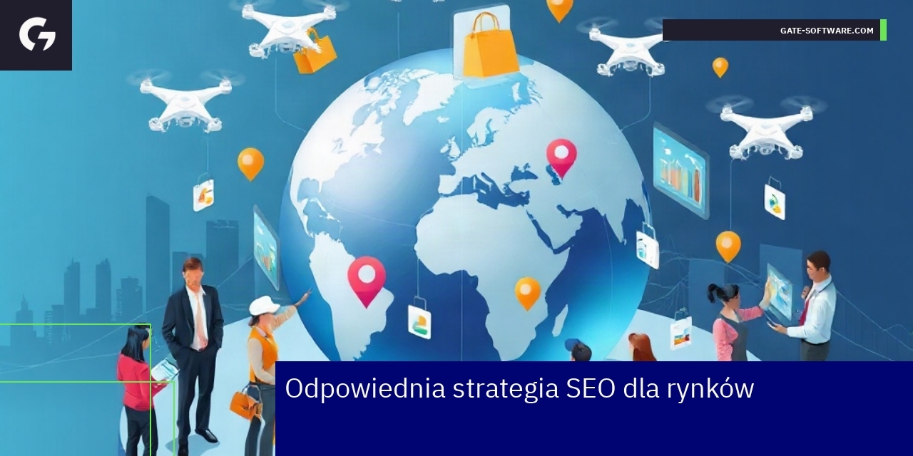 Strategia SEO dla lokalnych rynków Mapa z elementami strategii SEO dla różnych rynków