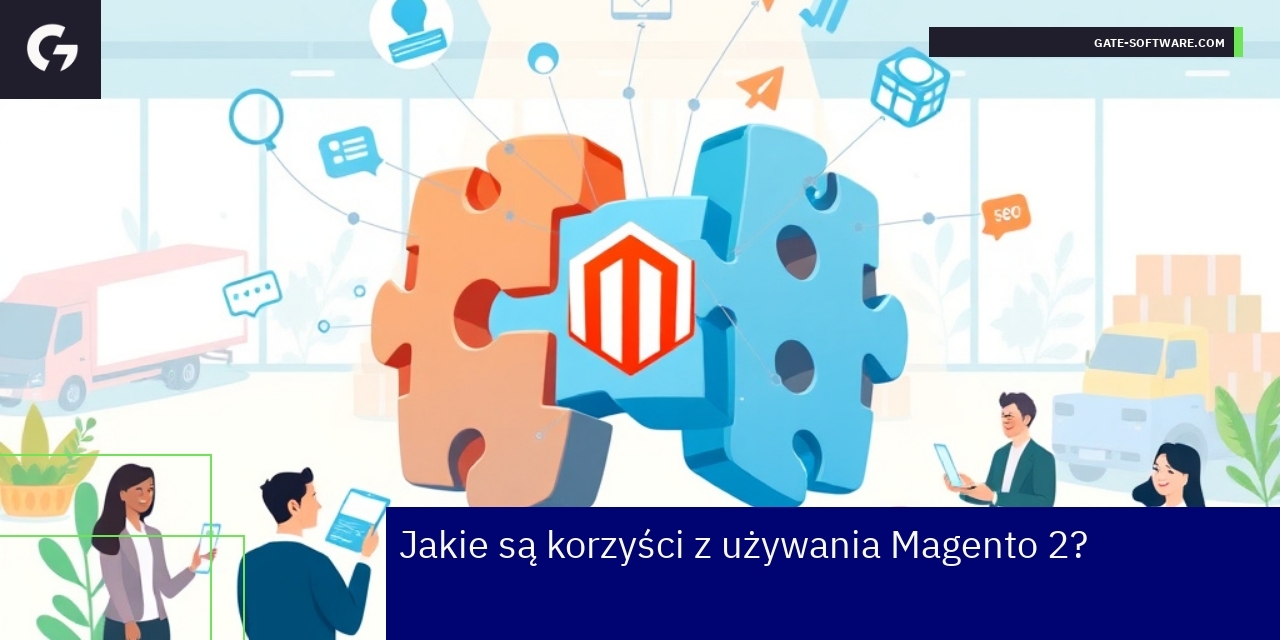Korzyści z korzystania z Magento 2 w e-commerce Schemat ilustrujący zalety platformy Magento 2