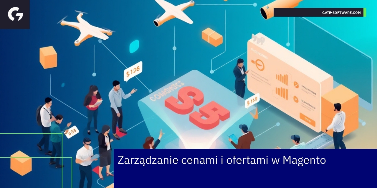 Zarządzanie cenami i ofertami w Magento Ekran platformy Magento z panelami cen i ofert