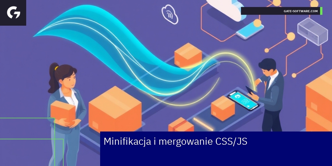 Schematyczna grafika optymalizacji CSS i JS w Magento