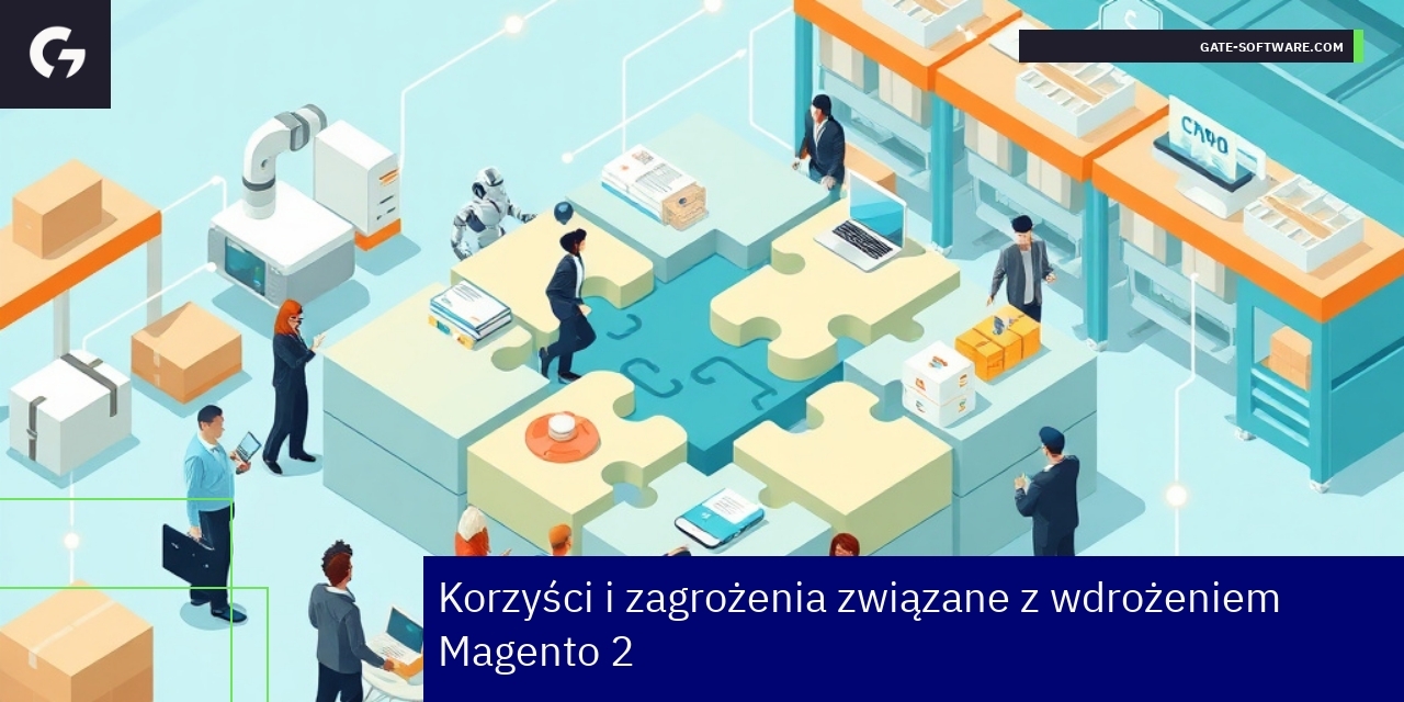 Schemat korzyści i zagrożeń Magento 2 dla B2B