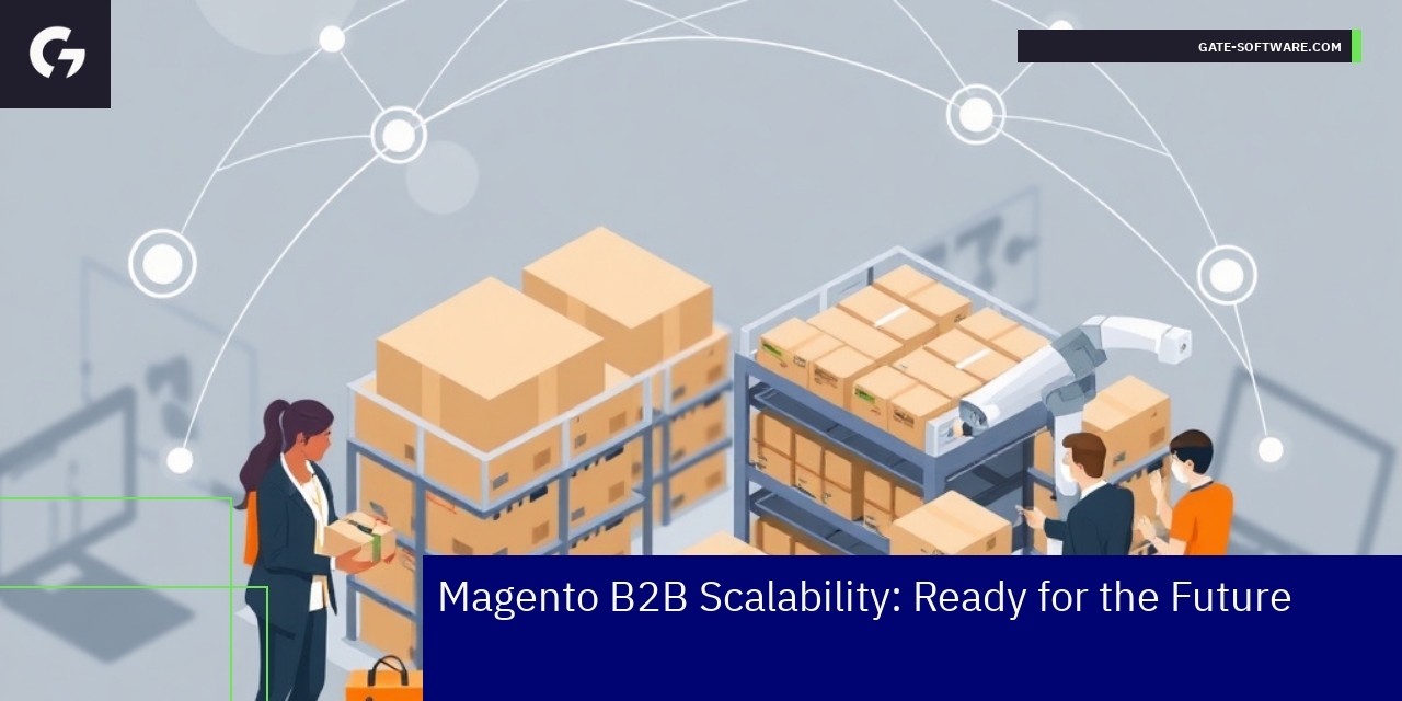 Magento B2B Scalability for Future Growth Diagram showing scalable Magento B2B platform features