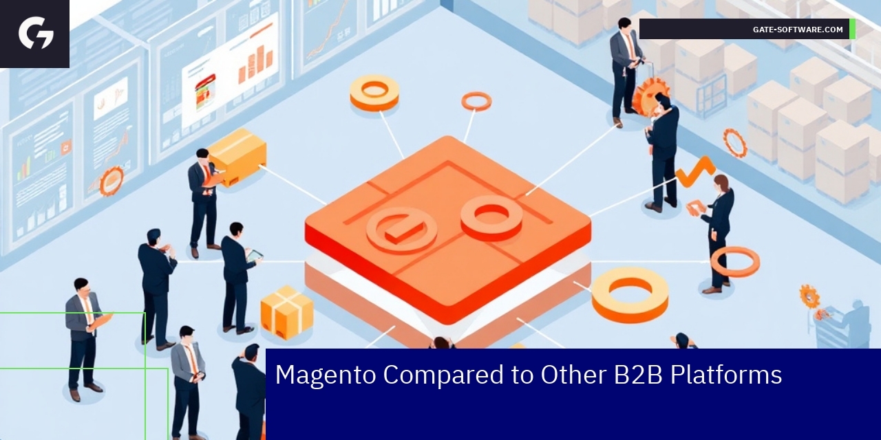 Illustration comparing Magento B2B platform features
