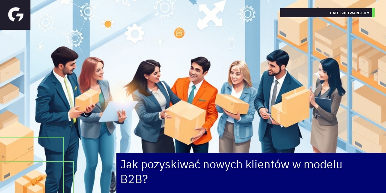 Handlowiec korzystający z panelu B2B i laptopa