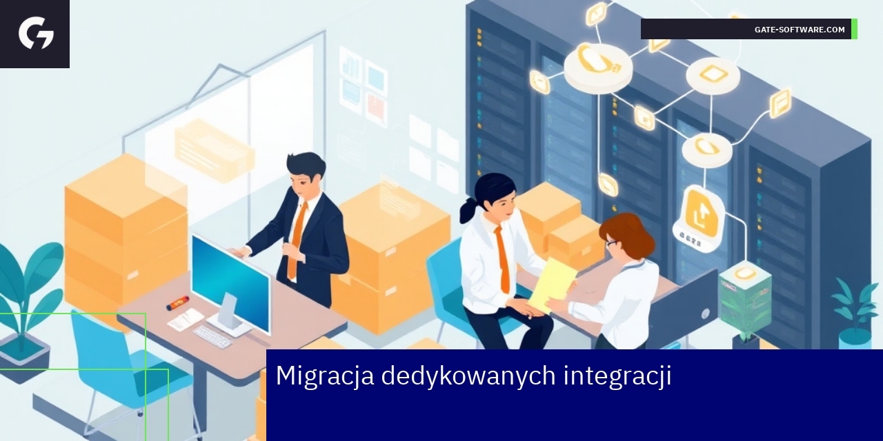 Schemat migracji integracji Magento z etapami i monitorowaniem serwera