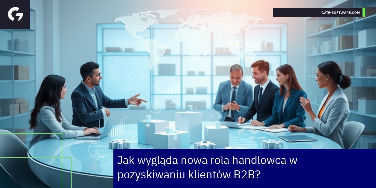 Handlowiec analizujący dane i kontaktujący się z klientem B2B