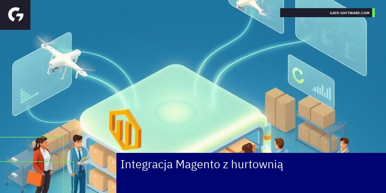 Schemat integracji Magento z hurtownią i CRM