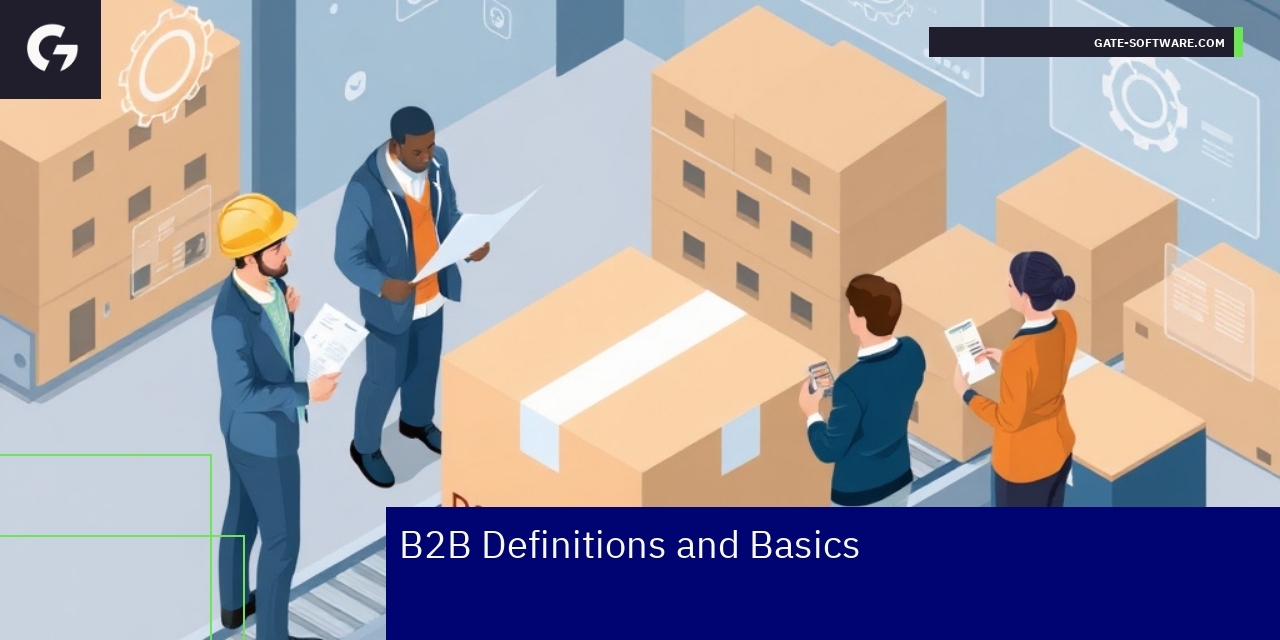 Business professionals analyzing B2B transactions