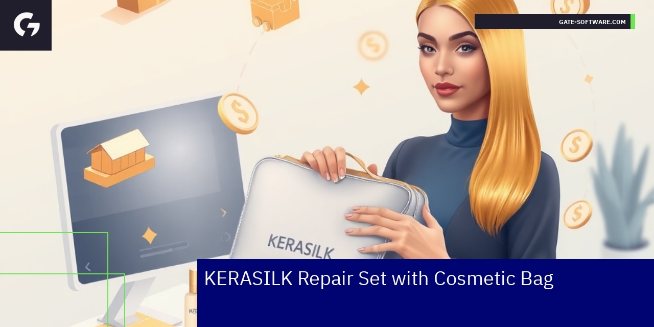 Kerasilk repair products with cosmetic bag displayed