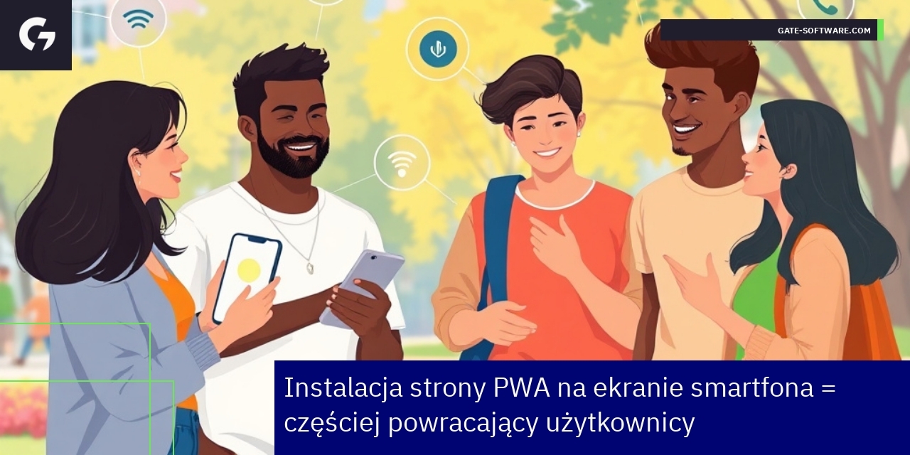Smartfon z zainstalowaną aplikacją PWA na ekranie