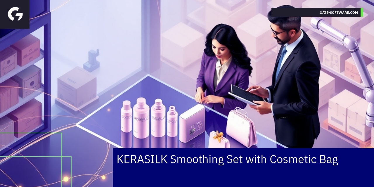 KERASILK smoothing set and cosmetic bag packaging