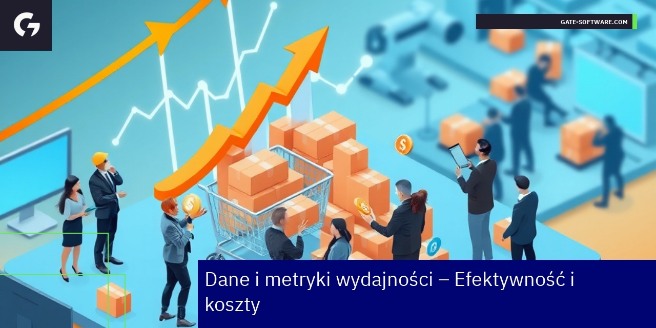 Efektywność i koszty technologii Hyva w e-commerce Wykresy i ikony dotyczące wydajności i oszczędności Hyva