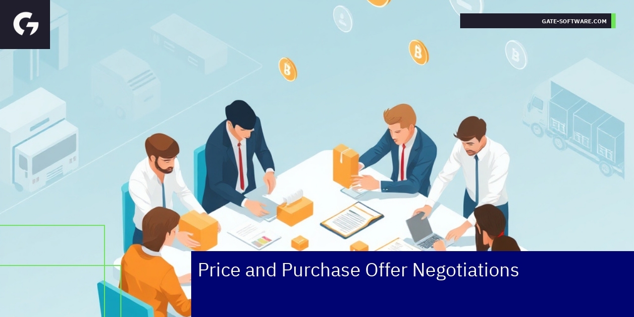 B2B Platform Price Negotiation Features Business people negotiating prices on digital platform