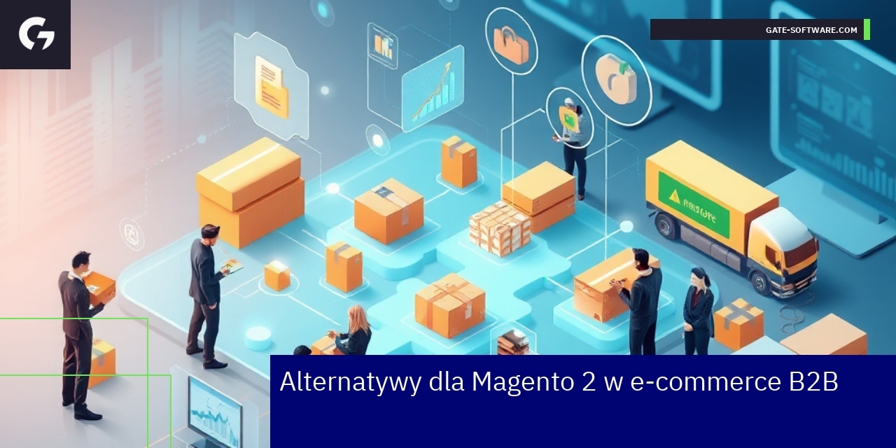 Logo platform e-commerce B2B i wykres wzrostu konwersji