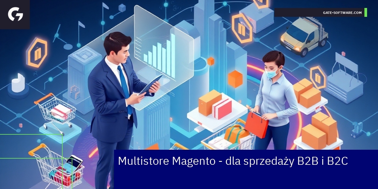 Schemat zarządzania sklepami multistore Magento