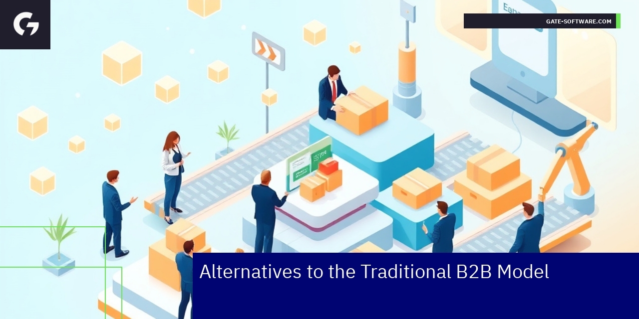 Innovative B2B Business Models and Digital Transformation Digital platform with business people collaborating