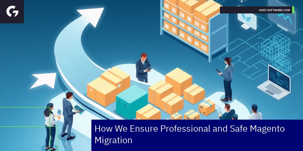 Illustration of Magento migration steps and team