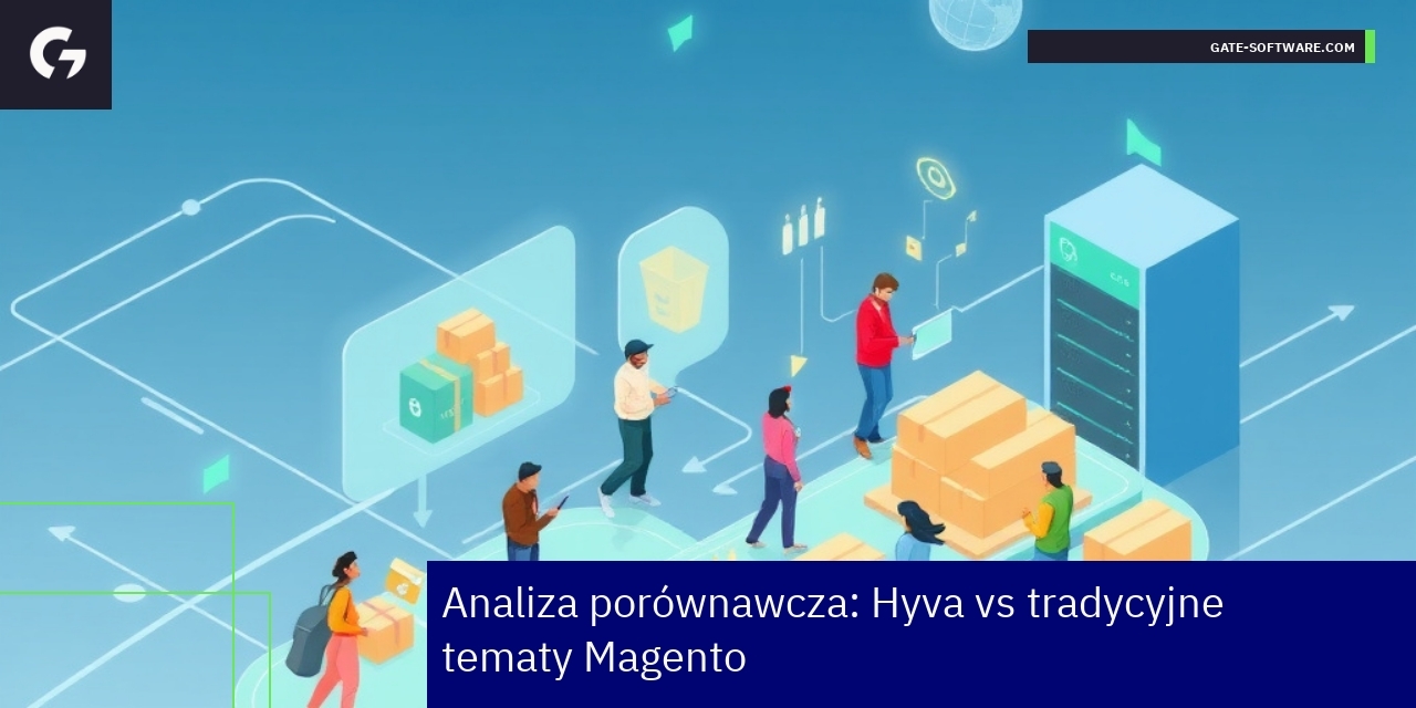 Porównanie Hyva Theme i tradycyjnych tematów Magento Infografika porównująca wydajność i koszty Hyva i Magento