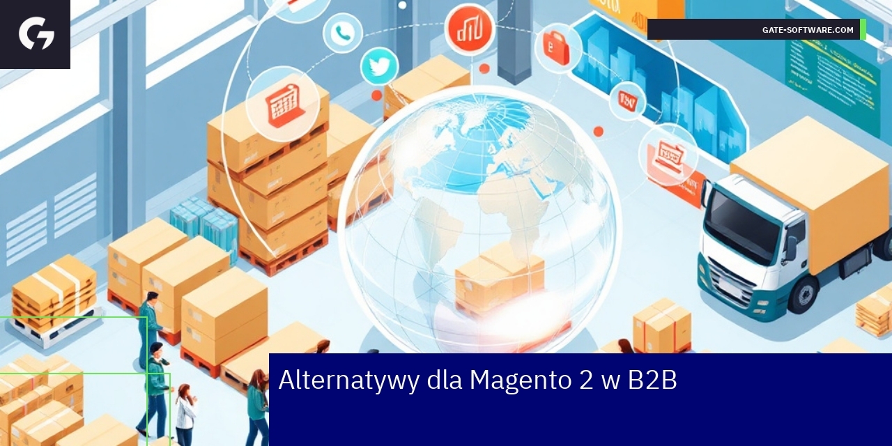 Najlepsze platformy e-commerce B2B jako alternatywy Magento Ikony i logotypy popularnych platform e-commerce B2B