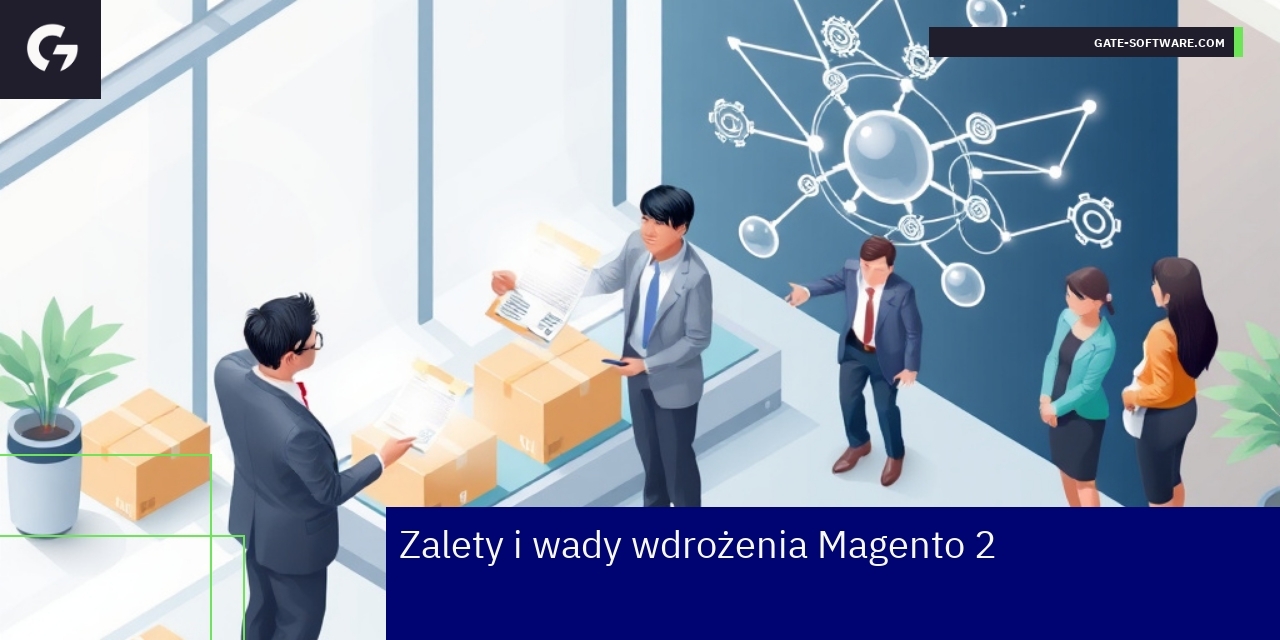 Schemat zalet i wyzwań Magento 2 w biznesie B2B