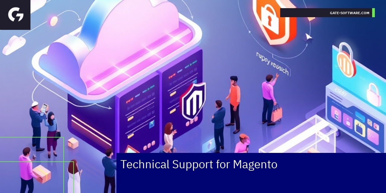 Key Factors for Magento Store Optimization Magento store performance and technical support icons
