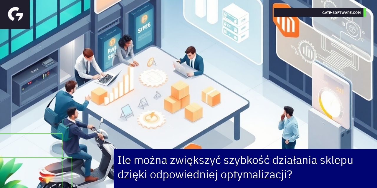 Wykresy i ikony symbolizujące optymalizację sklepu