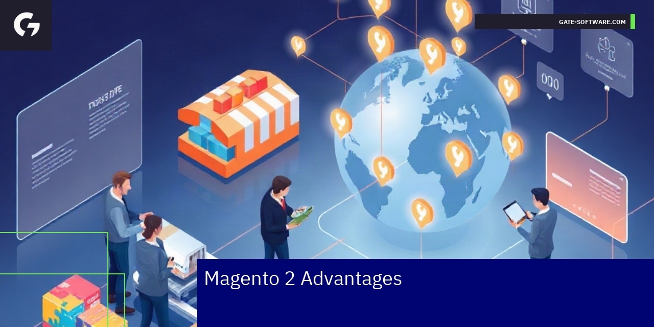 Magento 2 Key Advantages Overview Diagram showing Magento 2 customization and performance