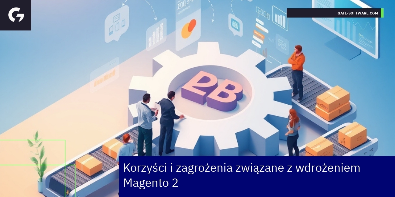 Infografika zalet i zagrożeń Magento 2 dla firm B2B