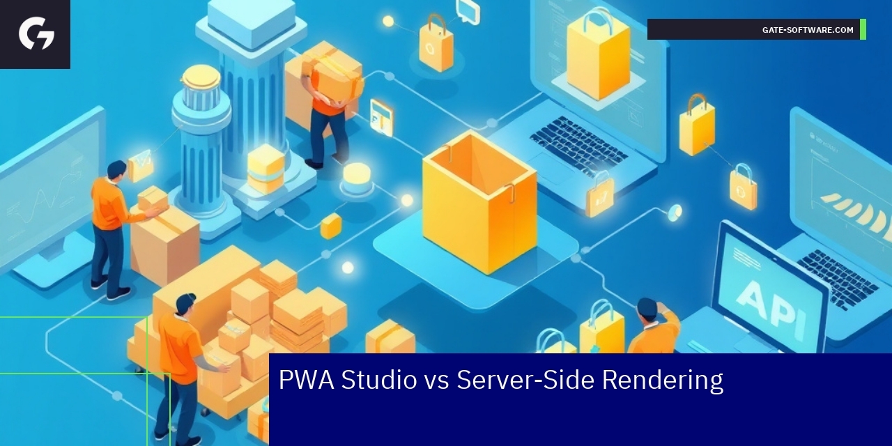 Diagram comparing PWA Studio and server-side rendering