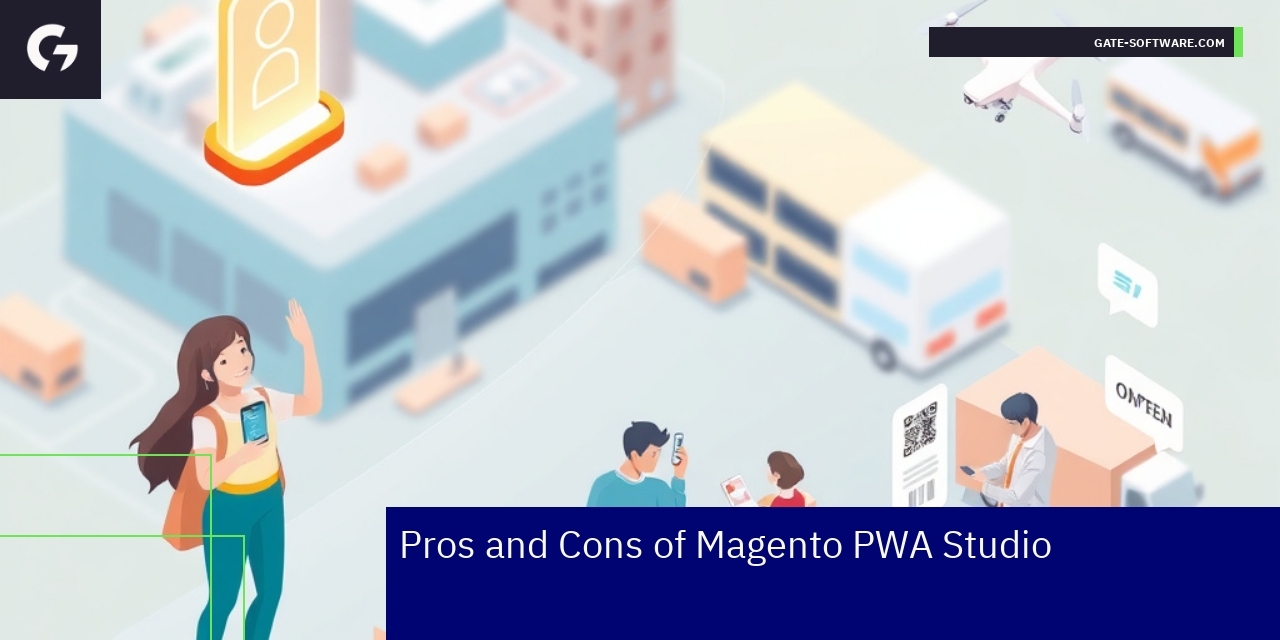 Mobile devices showing Magento PWA interfaces