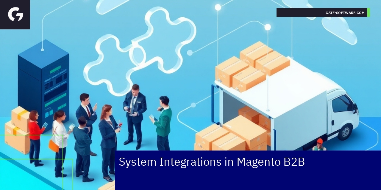 Magento ERP integration and B2B sales graphic