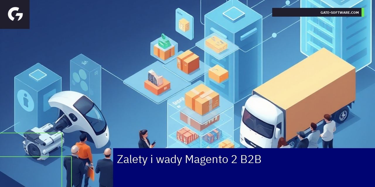 Schemat zalet i wad platformy Magento 2 B2B