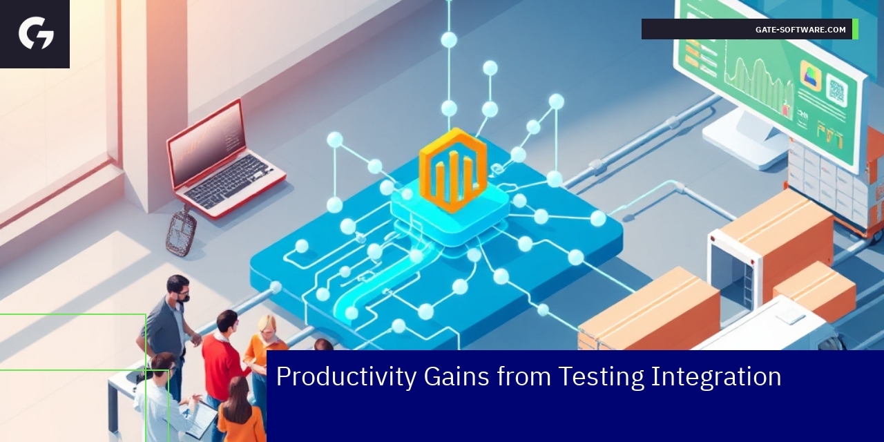 Flowchart illustrating Magento testing integration benefits