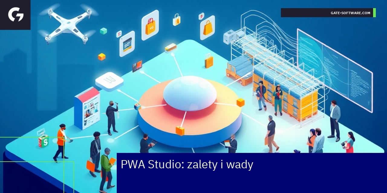Schemat PWA Studio i Magento 2 z zaletami i wadami