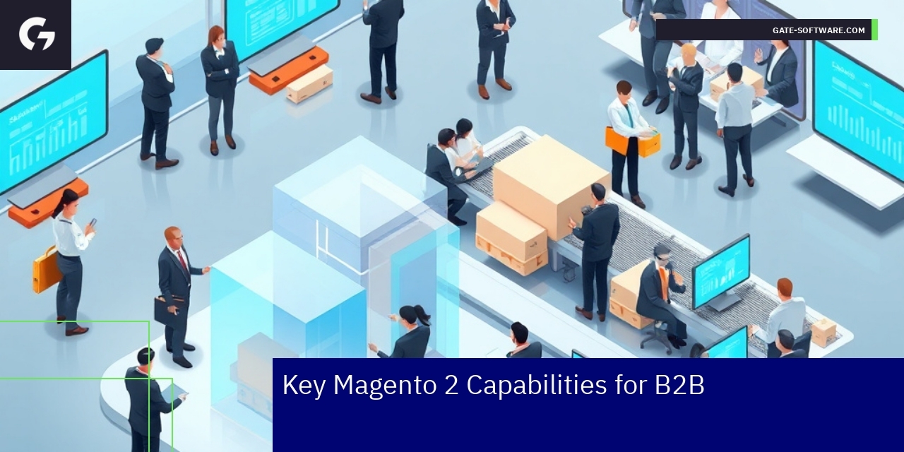 Magento 2 interface with B2B features displayed