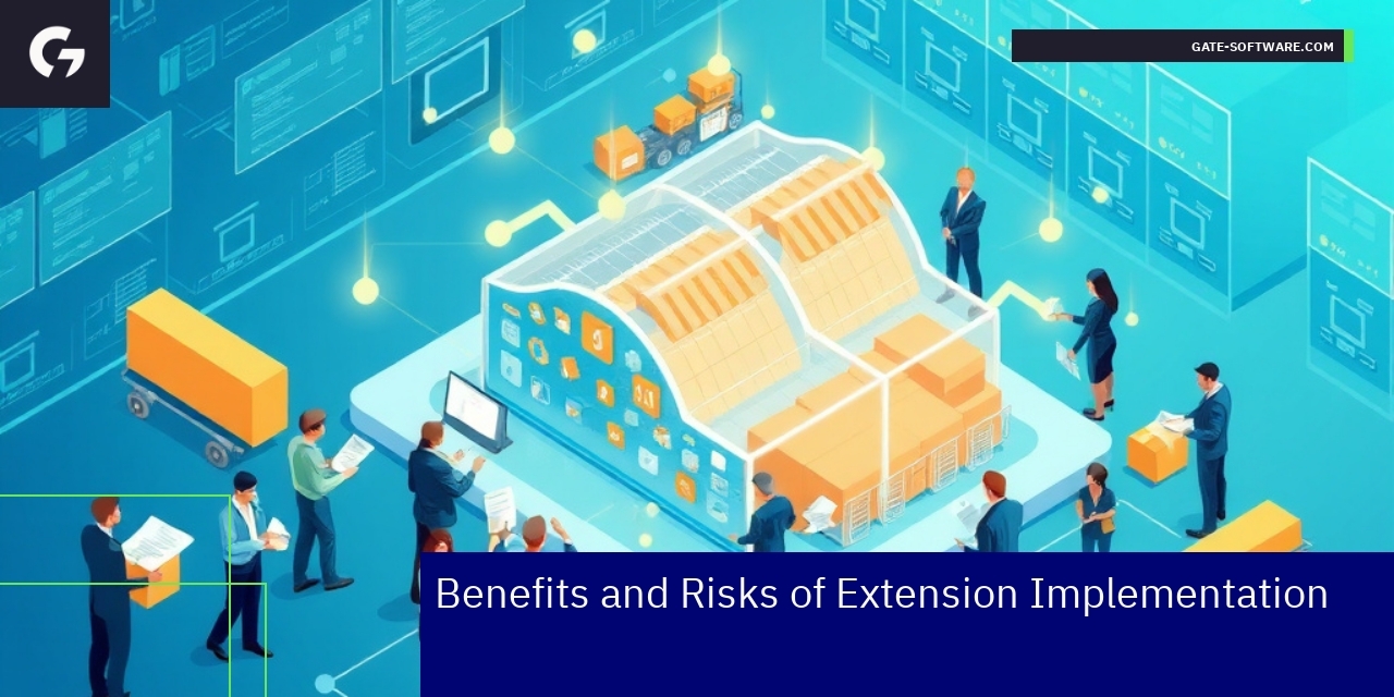 Diagram showing benefits and risks of Magento extensions
