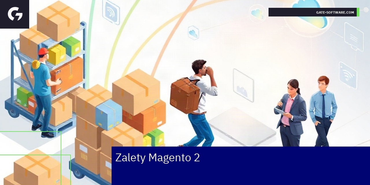 Grafika przedstawiająca zalety platformy Magento 2