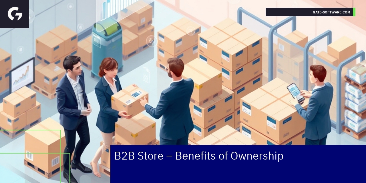 Illustration of B2B store with wholesale and retail features