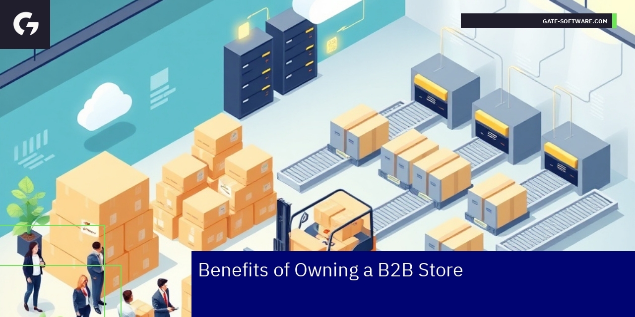 Illustration of B2B ecommerce benefits and technology